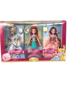 BrassKey Keepsakes Disney Princess Porcelain Collector Doll Set of 3 New HTF